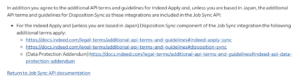 Job Sync API includes all Indeed API terms